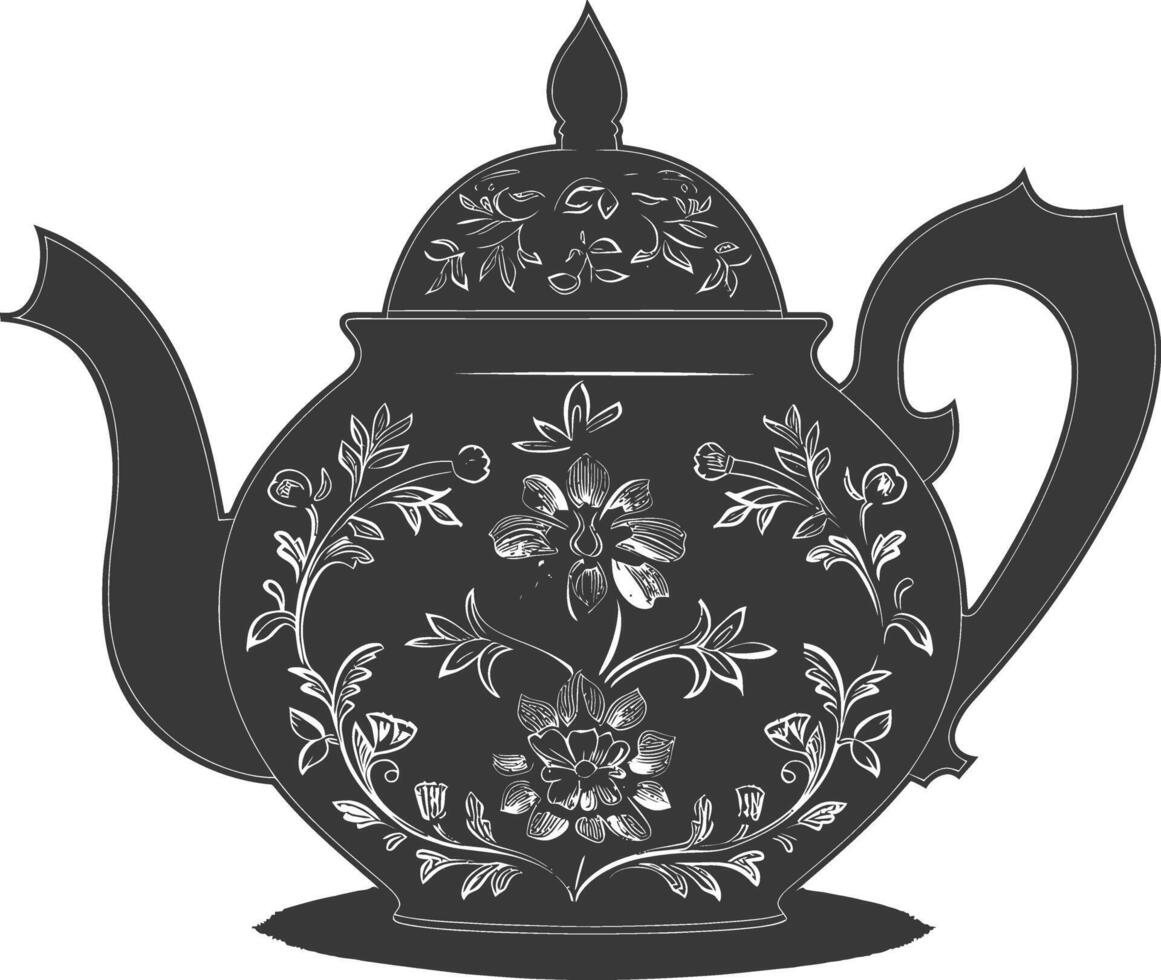 AI generated Silhouette teapot black color only full vector