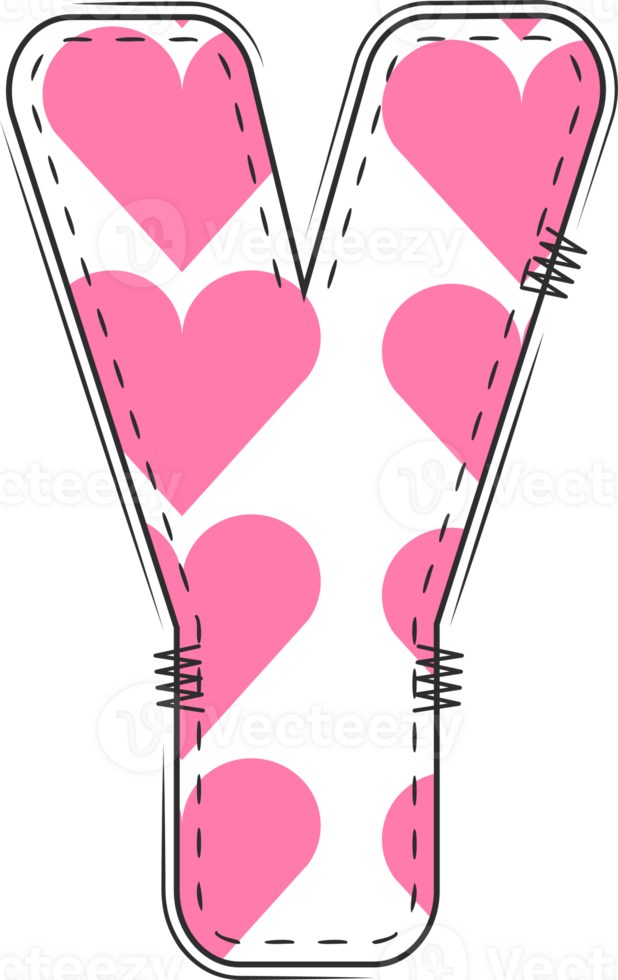 Pink Heart Alphabet, Valentine Doodle Letter Y png
