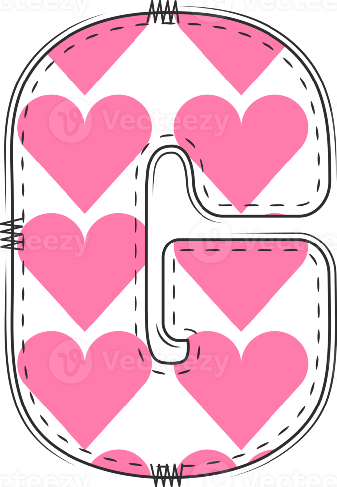Pink Heart Alphabet, Valentine Doodle Letter G png