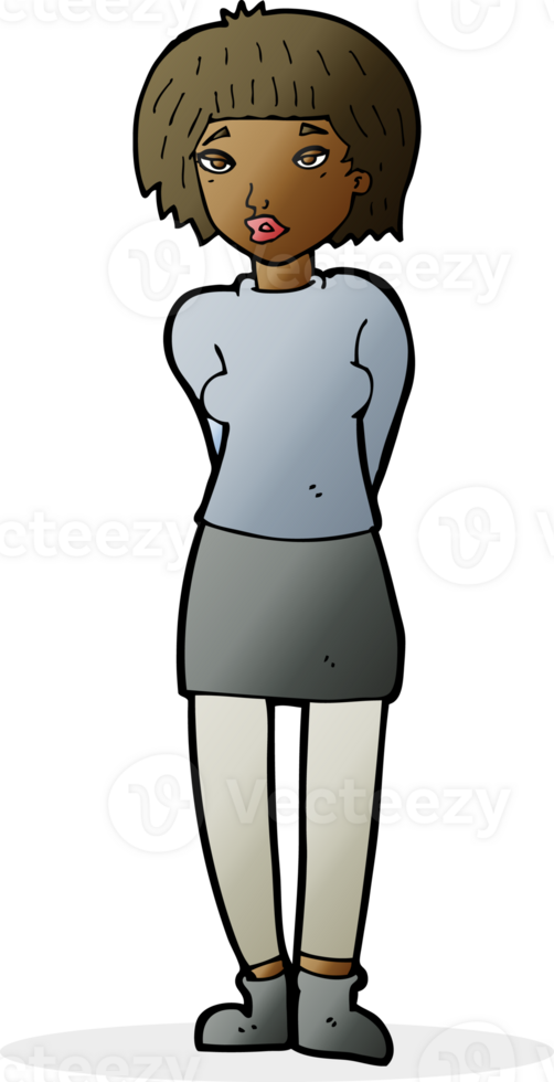 cartoon shy woman png