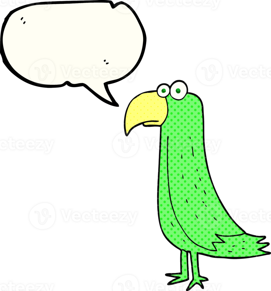 hand drawn comic book speech bubble cartoon parrot png