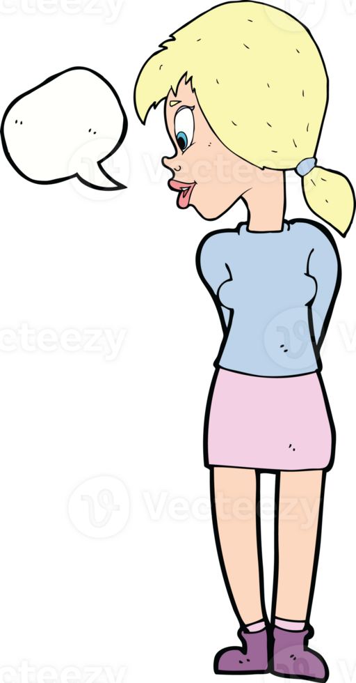 cartoon pretty girl with speech bubble png