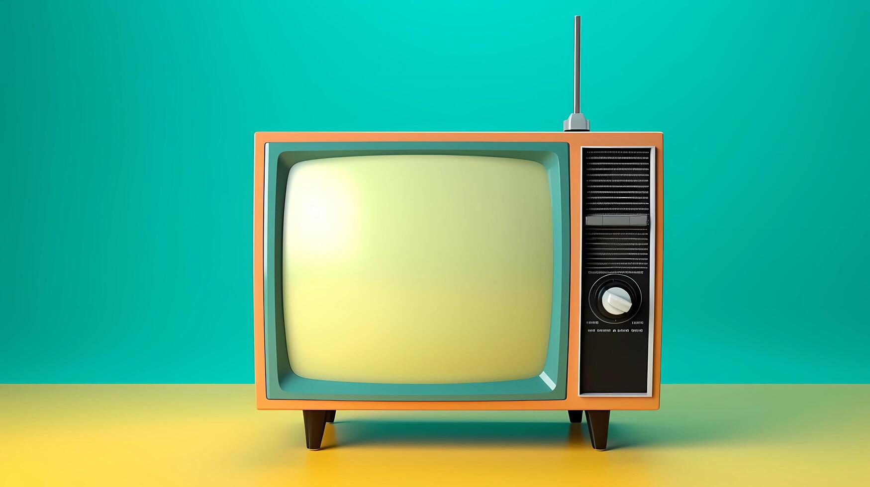 ai generado realista blanco pantalla retro televisión foto