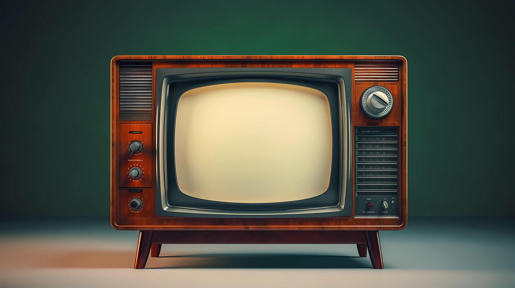 ai generado realista blanco pantalla retro televisión foto