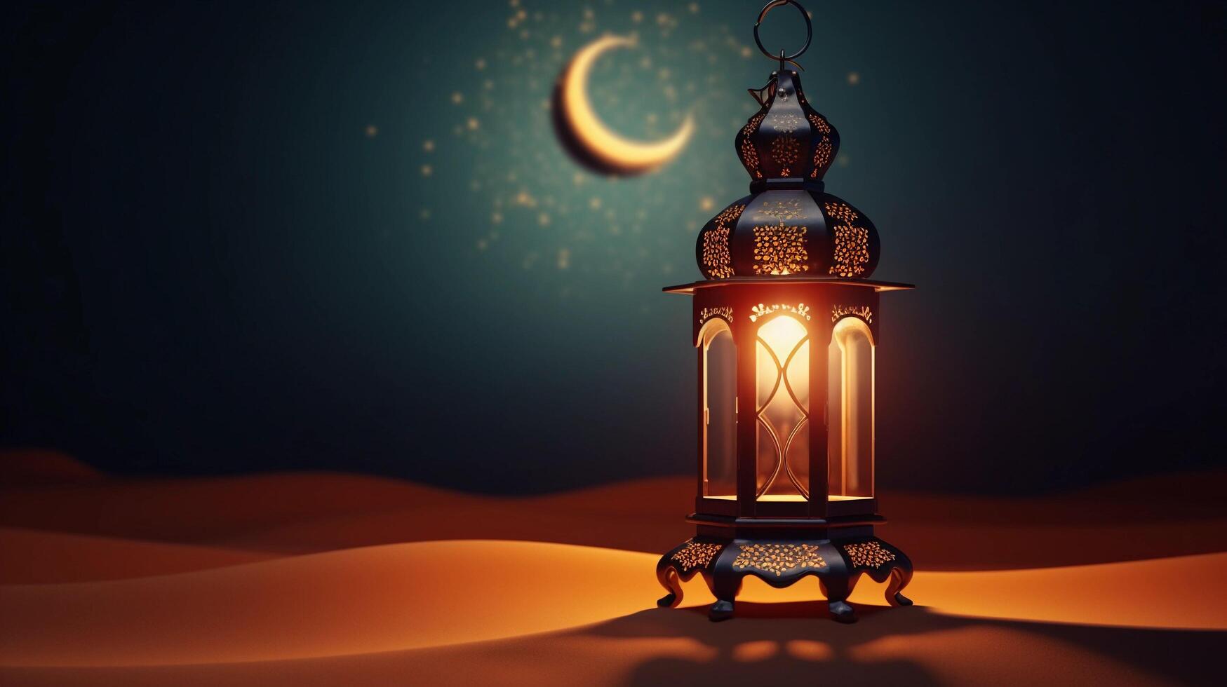 AI generated Realistic Islamic Background With Decorative Lantern photo