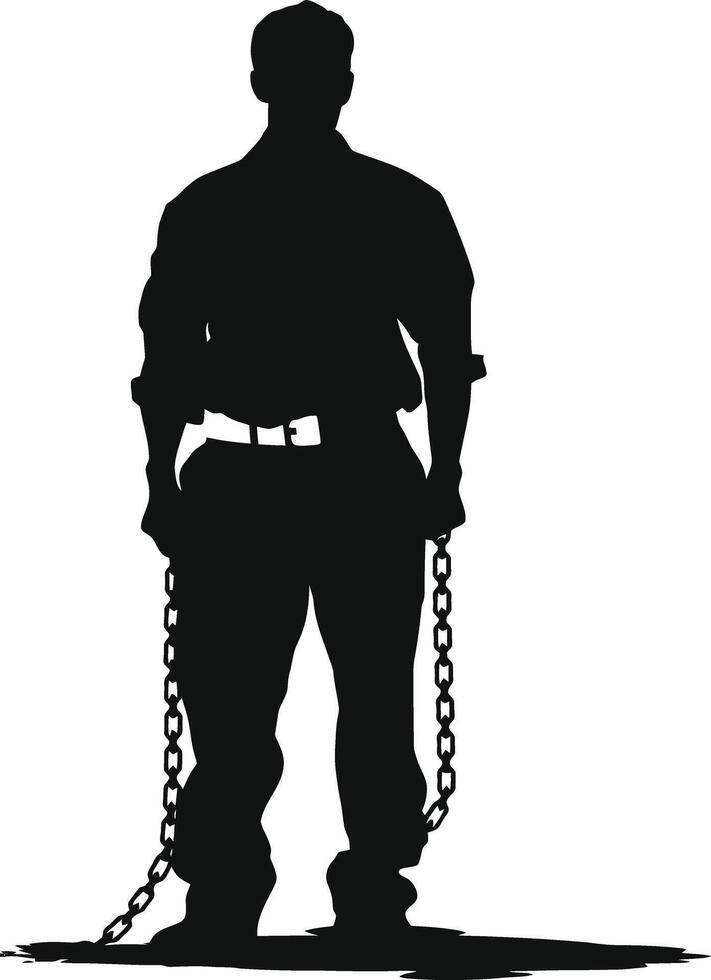 AI generated Silhouette prisoner black color only full body vector