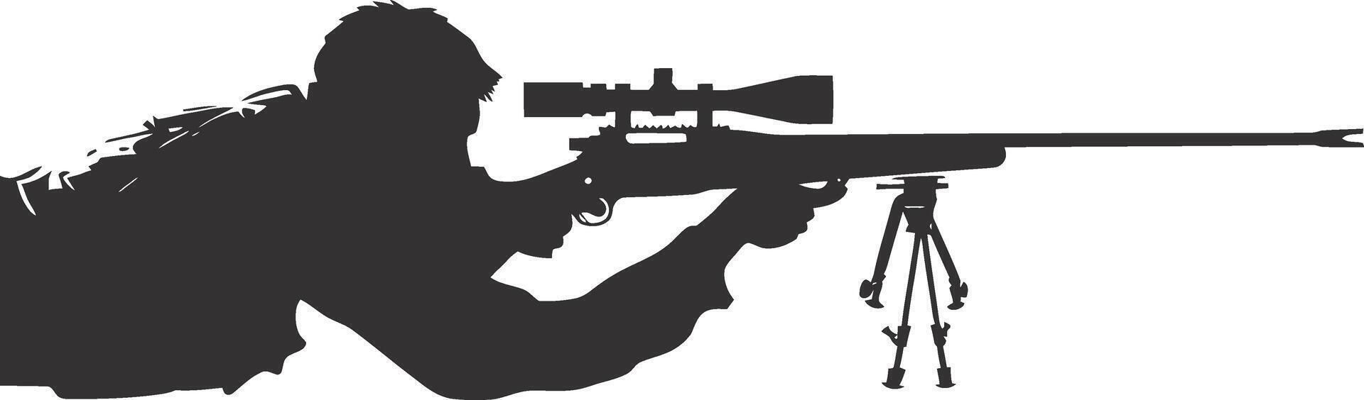 AI generated Silhouette sniper aiming at target black color only vector