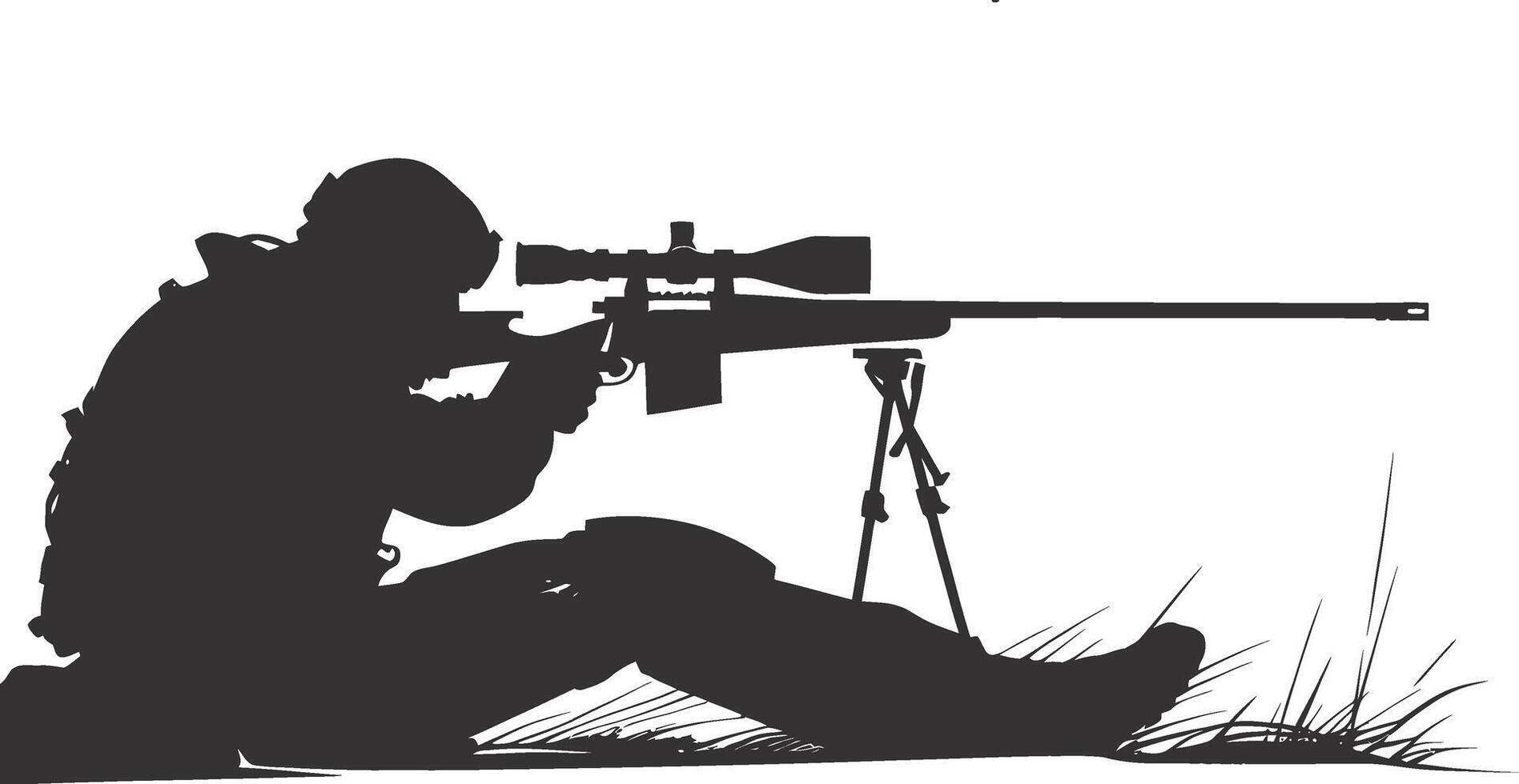 AI generated Silhouette sniper aiming at target black color only vector