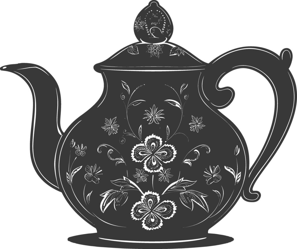 AI generated Silhouette teapot black color only full vector