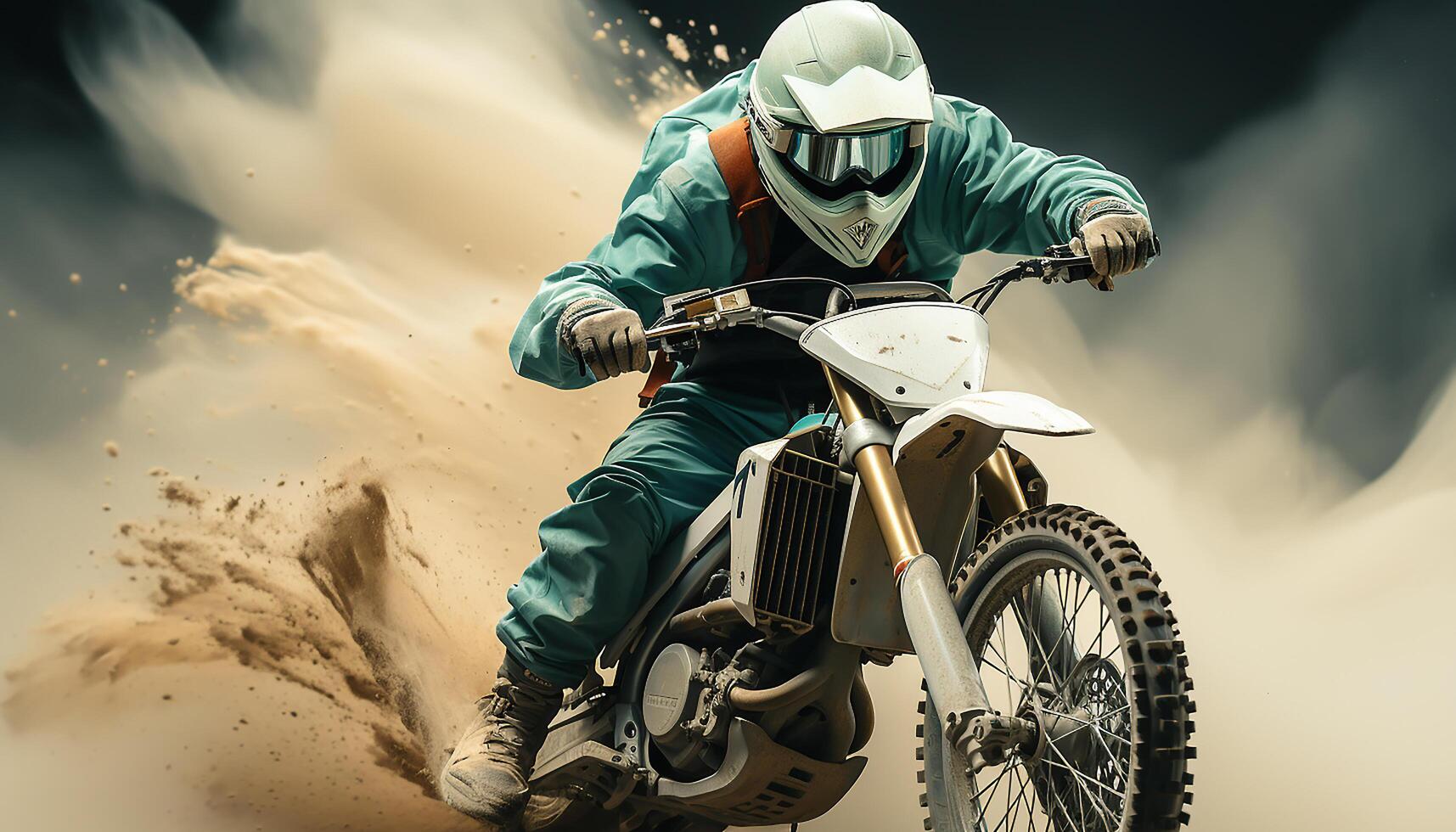 AI generated Men riding motorcycles in an extreme sports race, enjoying the adventure generated by AI photo