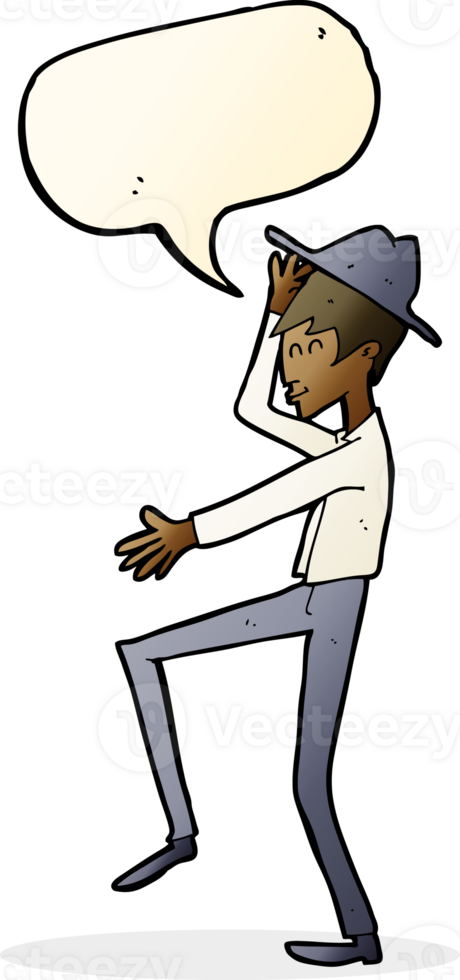 cartoon fashionable man with speech bubble png