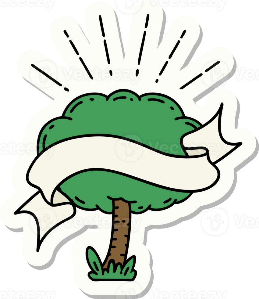 sticker of a tattoo style tree png