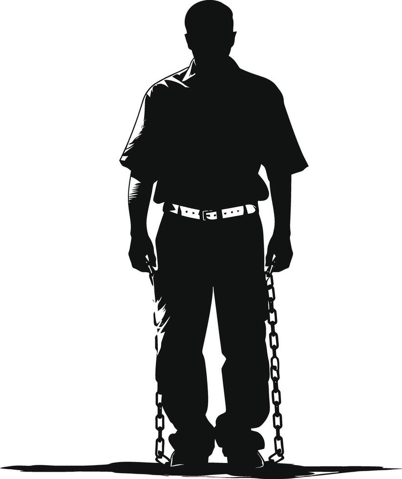 AI generated Silhouette prisoner black color only full body vector