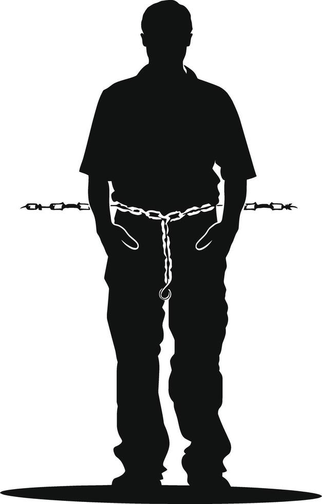 AI generated Silhouette prisoner black color only full body vector