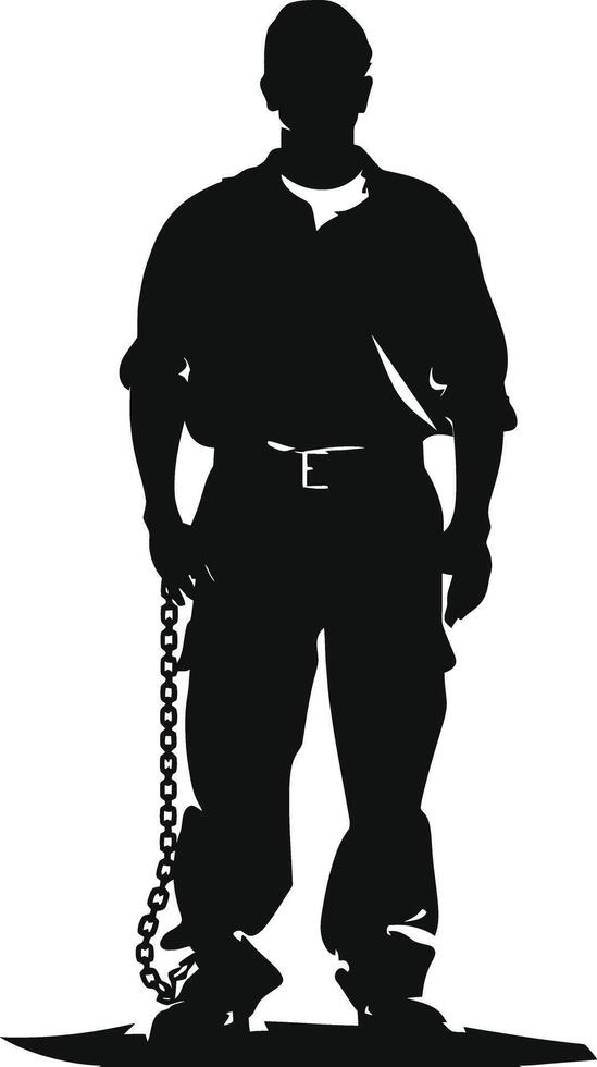 AI generated Silhouette prisoner black color only full body vector