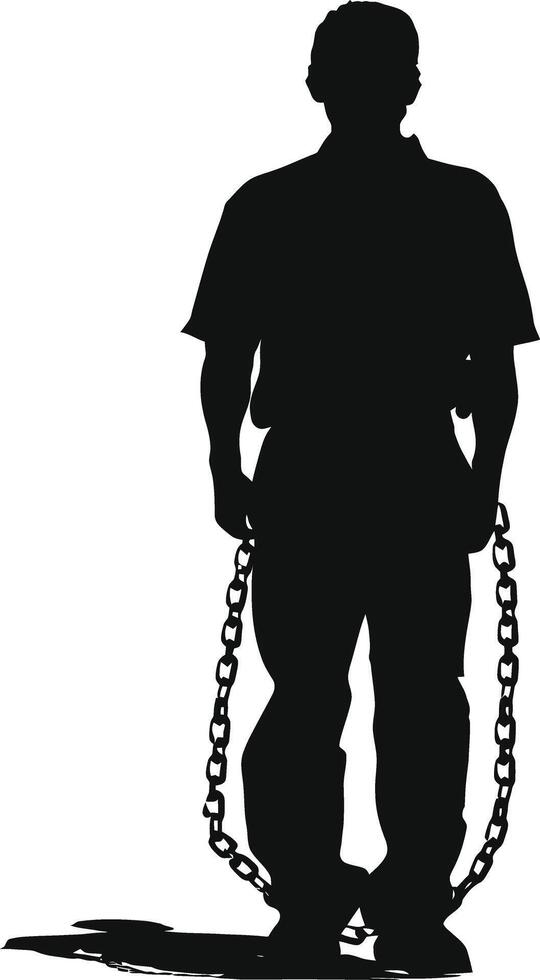 AI generated Silhouette prisoner black color only full body vector