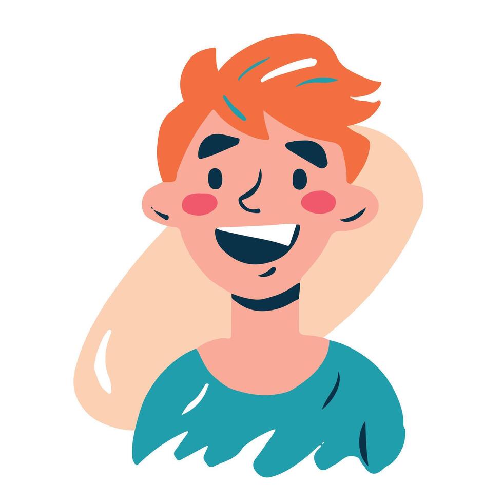 funny portrait of a young man, illustration in cartoon style. trendy colors and abstract spots vector