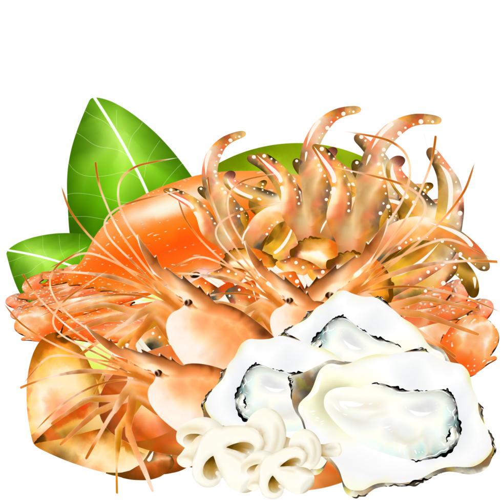 Grilled seafood marinated in delicious secret seasonings png