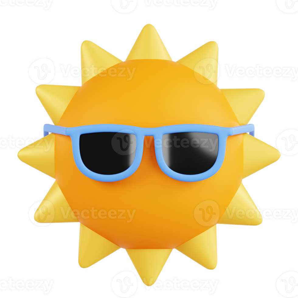 Soleil avec des lunettes 3d illustration png