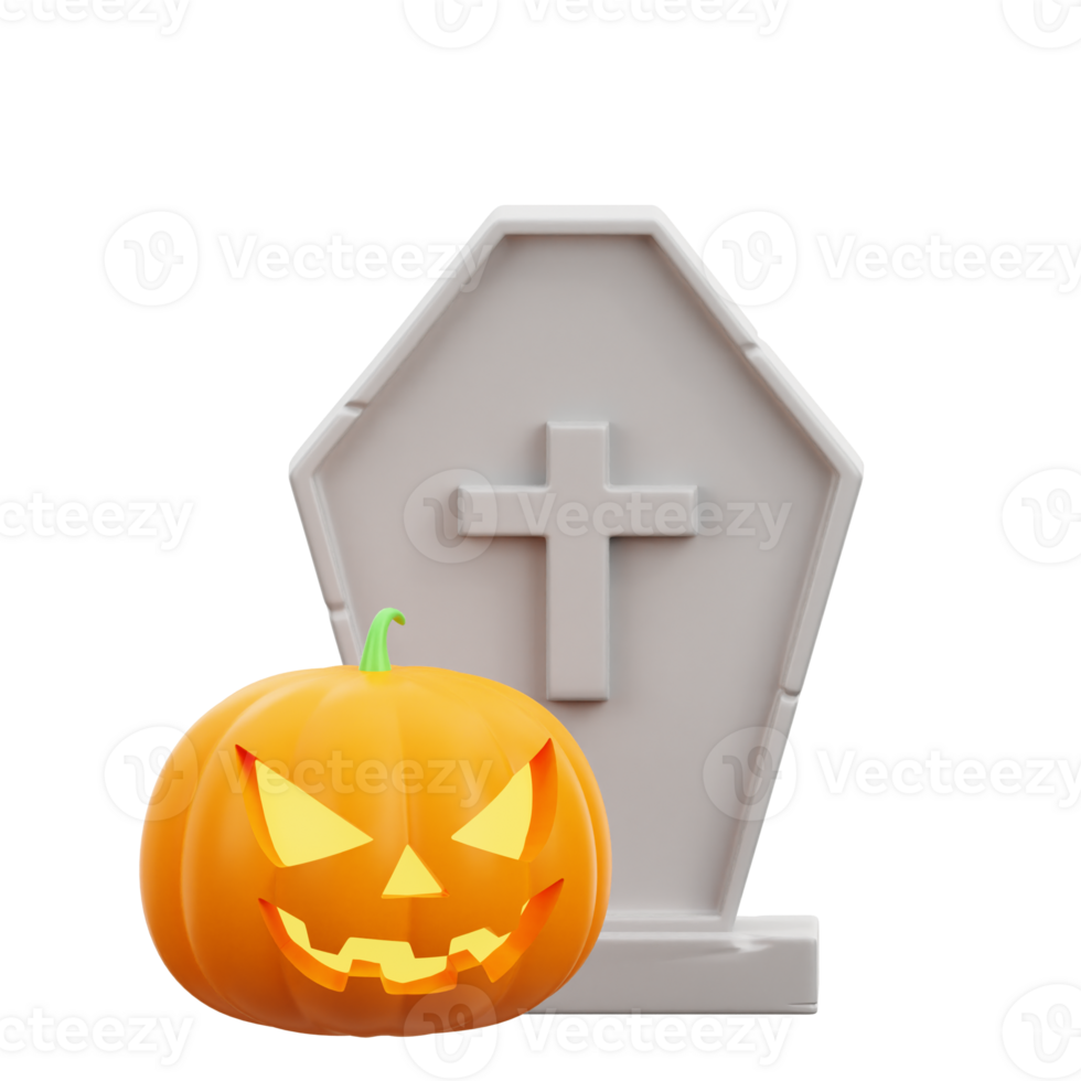 Tombstones and Pumpkin 3D Icon png