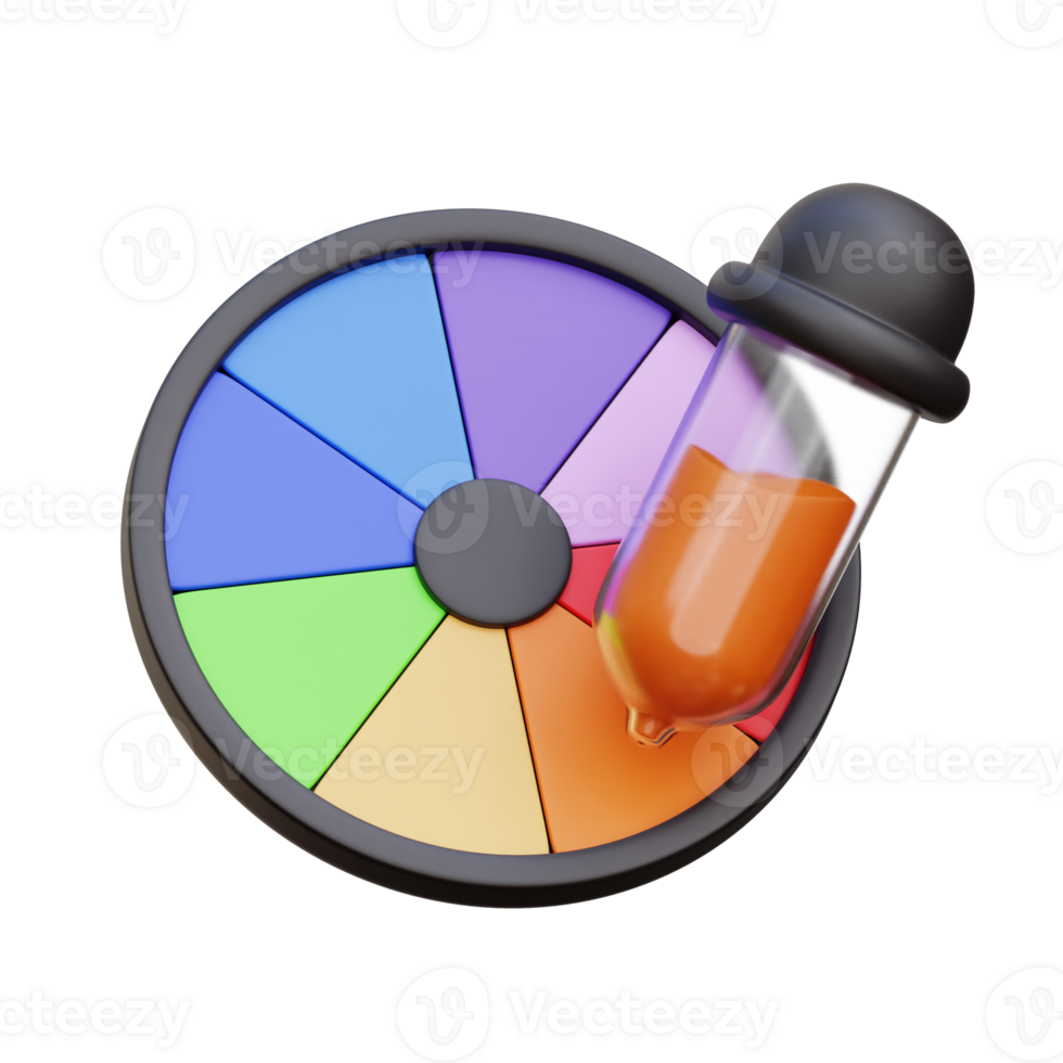 Color Wheel And Picker 3D Illustration png