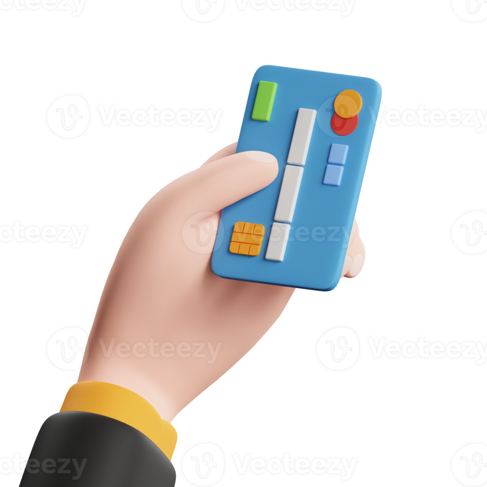 Hand Holding Payment Card 3D Illustration png