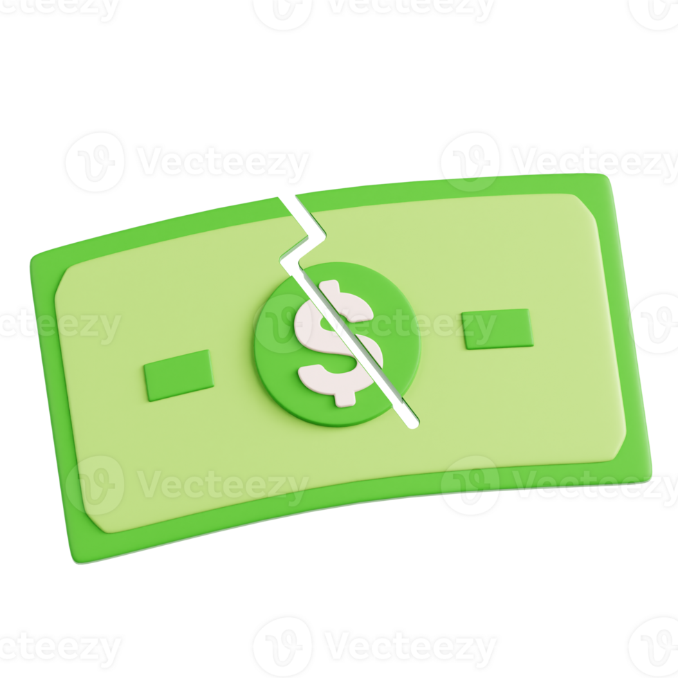 Broken Money 3D Illustration png