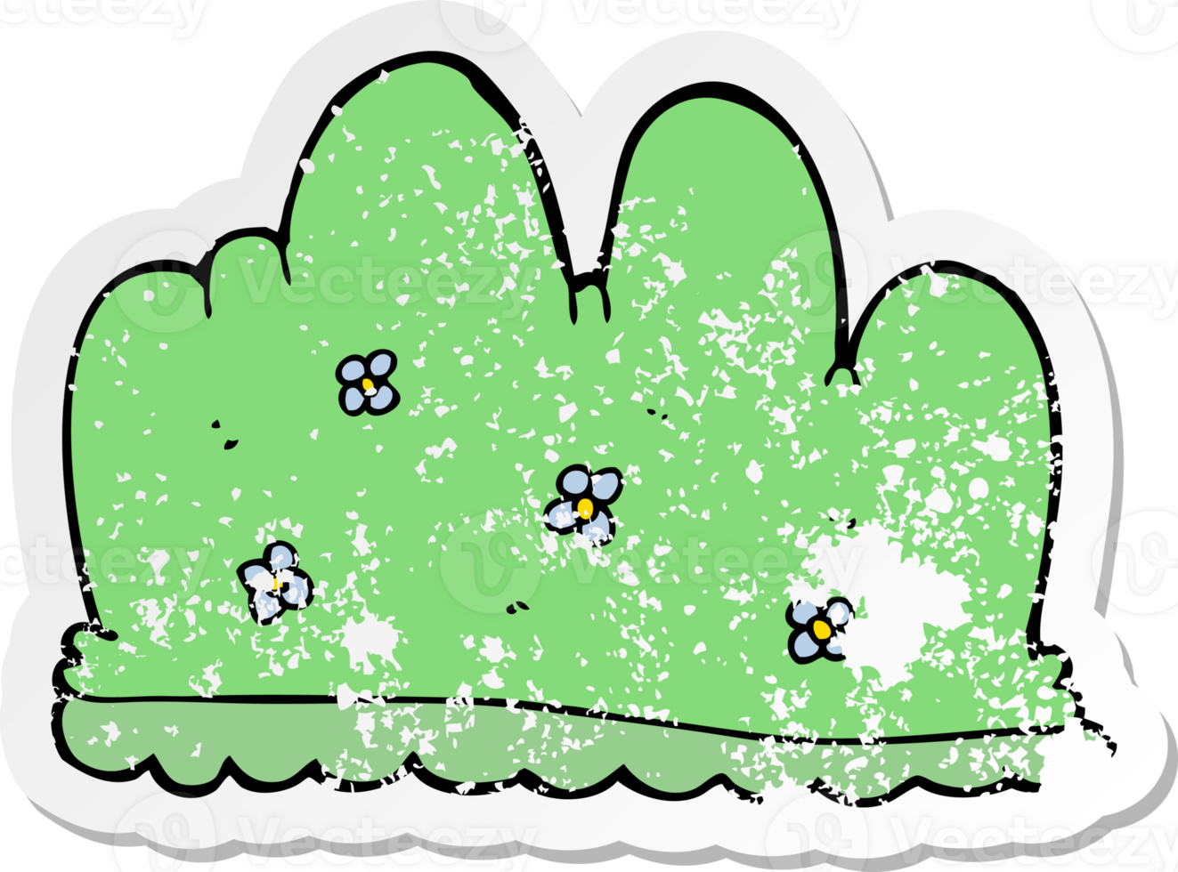 distressed sticker of a cartoon hedge png