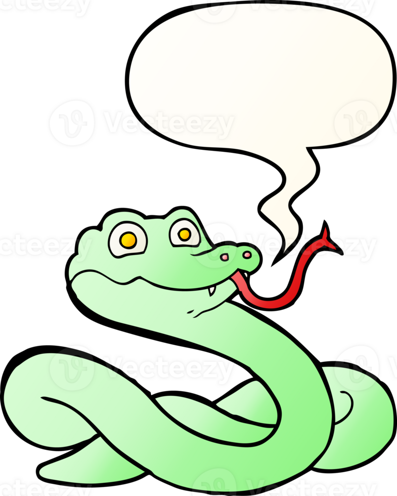 cartoon snake with speech bubble in smooth gradient style png