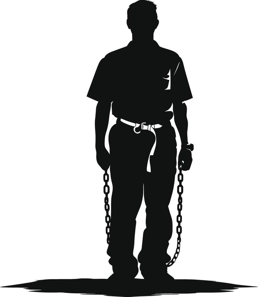 AI generated Silhouette prisoner black color only full body vector