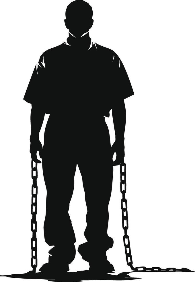 AI generated Silhouette prisoner black color only full body vector