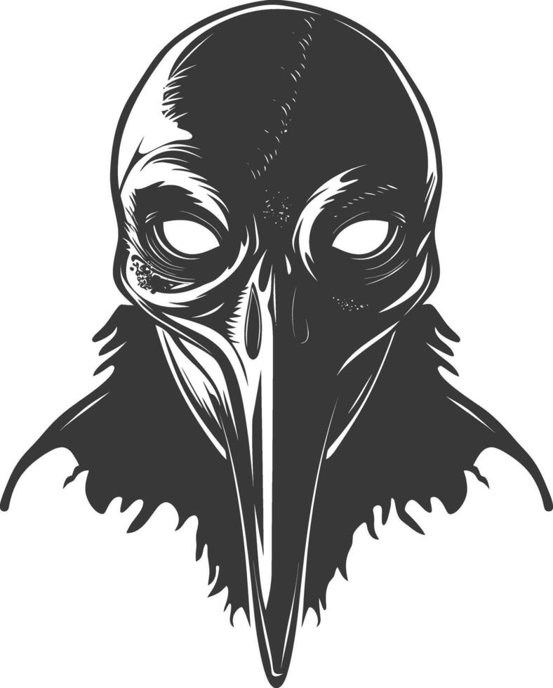 AI generated Silhouette plague mask black color only full vector