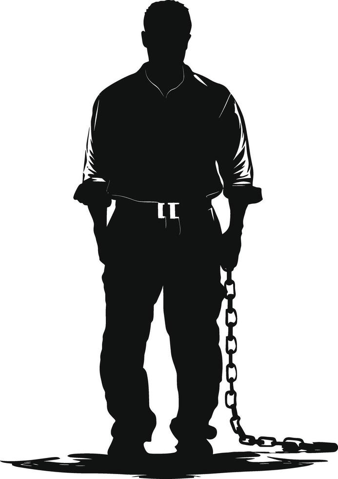 AI generated Silhouette prisoner black color only full body vector