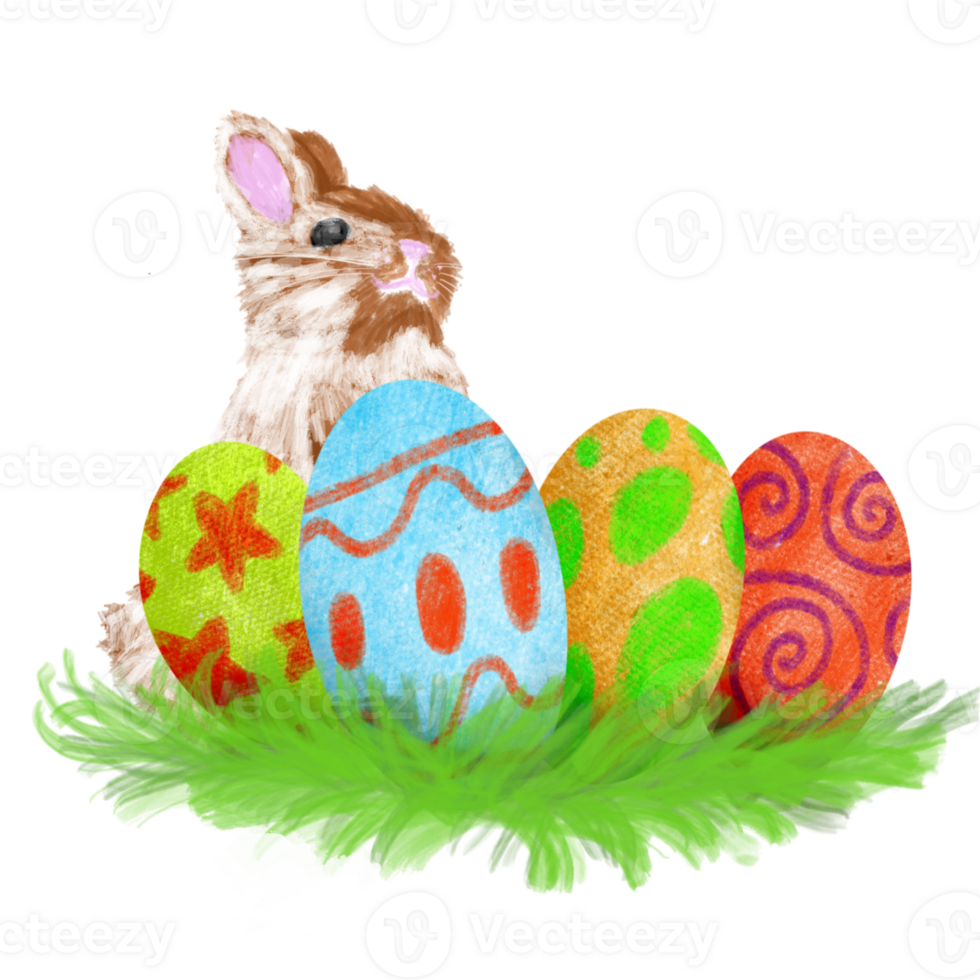 The easter egg and rabbit  for holiday concept. png
