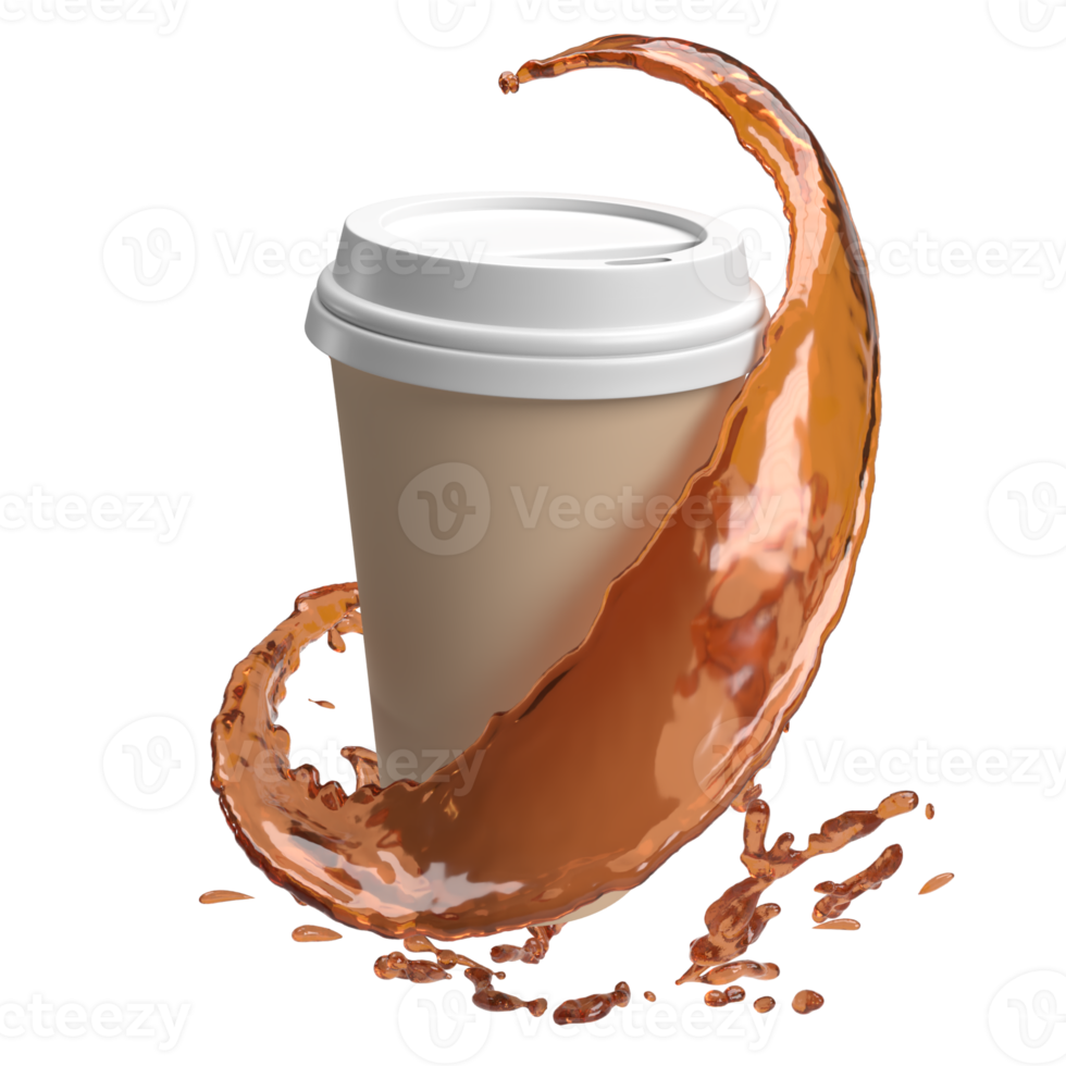 The Coffee cup png image for hot drink concept 3d rendering.