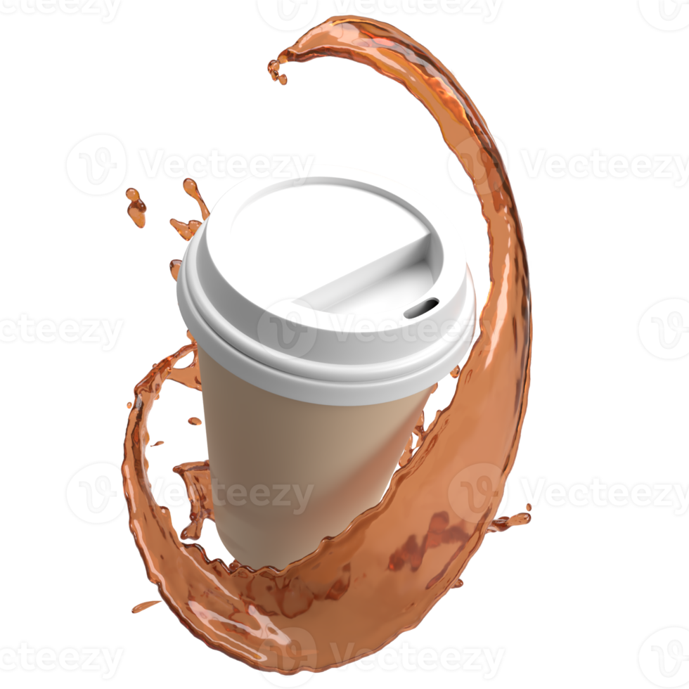 The Coffee cup png image for hot drink concept 3d rendering.