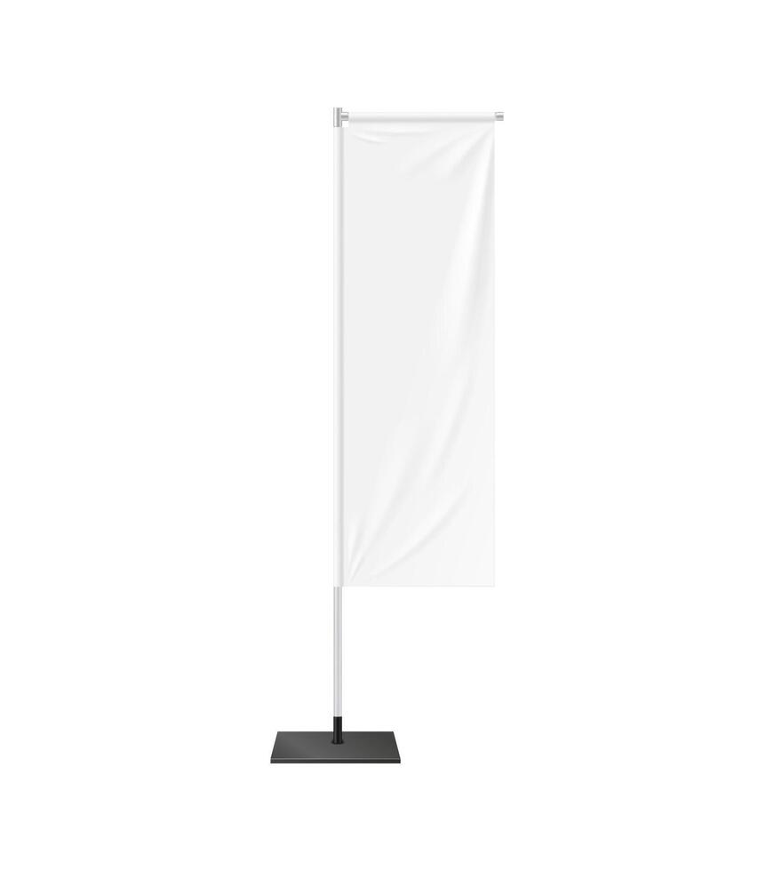 Realistic beach flag, banner stand isolated mockup vector