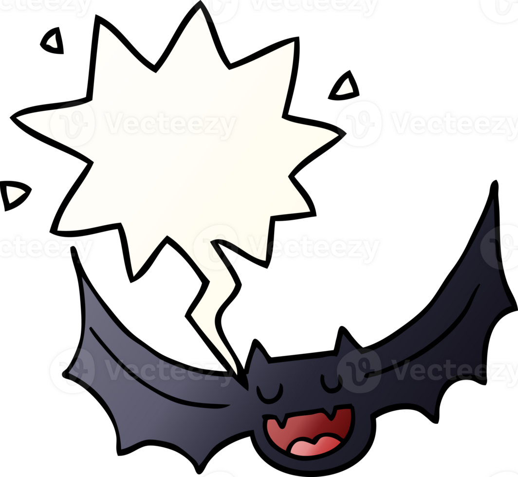 cartoon bat with speech bubble in smooth gradient style png