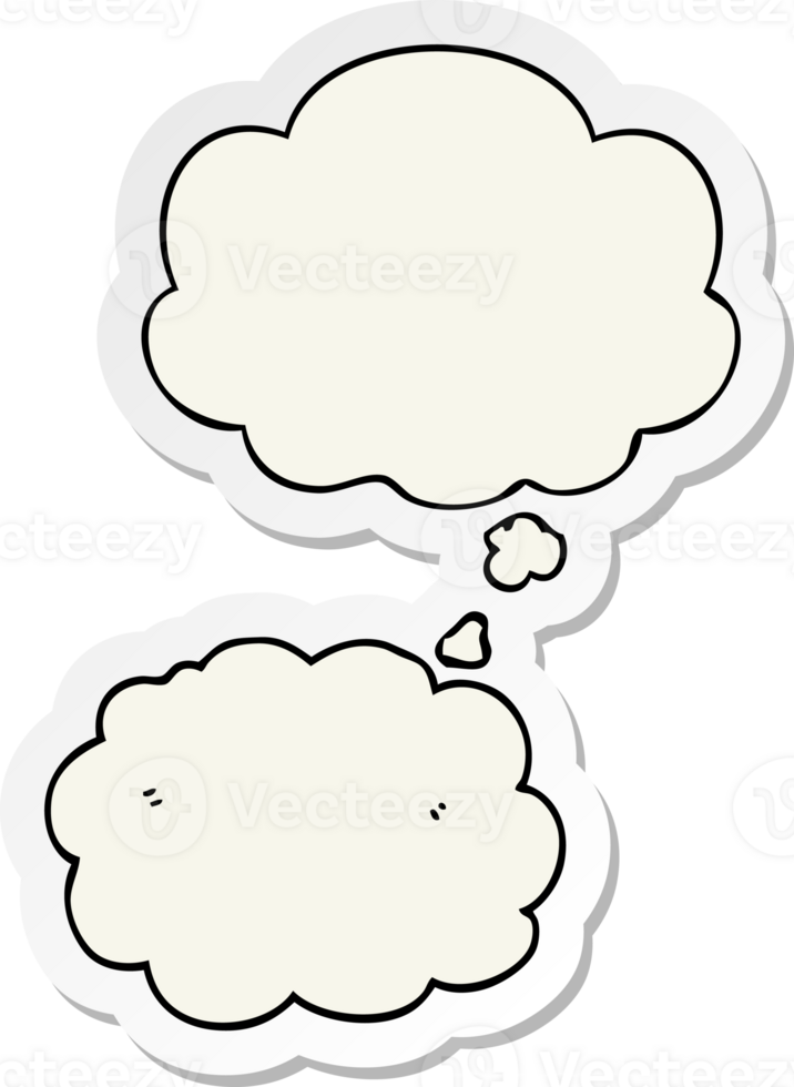 cartoon cloud with thought bubble as a printed sticker png