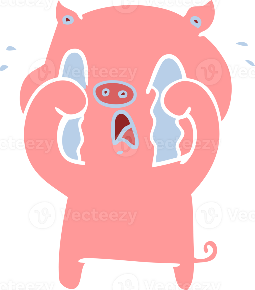 crying pig flat color style cartoon png