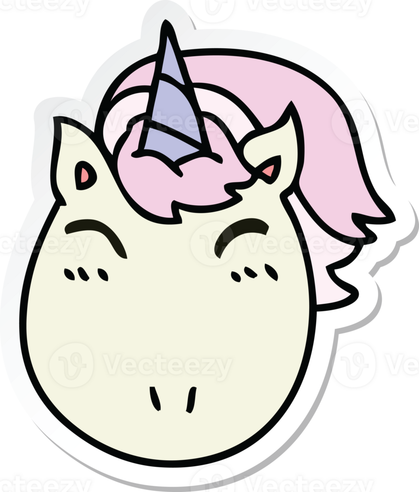 sticker of a quirky hand drawn cartoon unicorn png