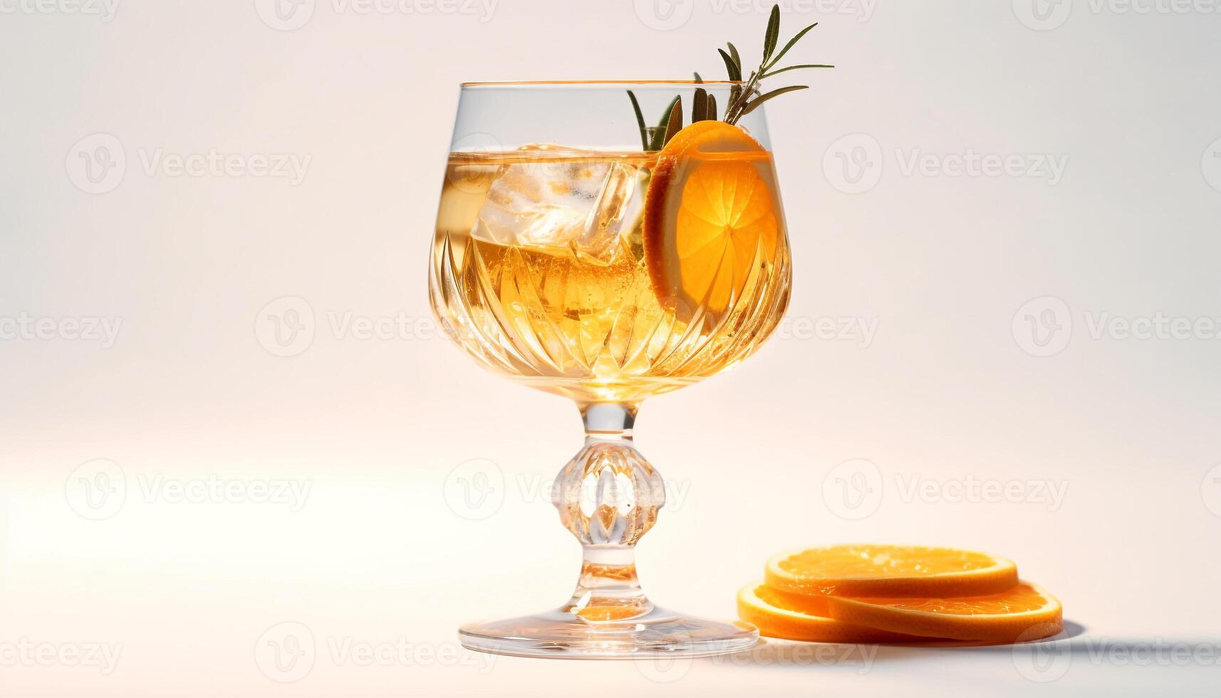 AI generated Refreshing cocktail with citrus fruits and whiskey in a glass generated by AI photo