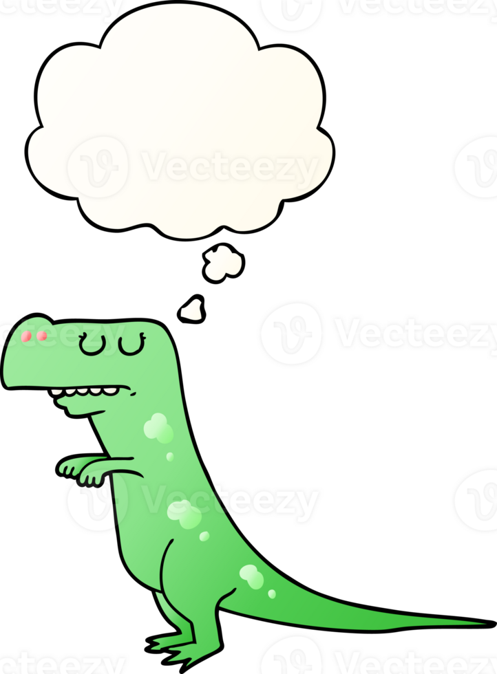 cartoon dinosaur with thought bubble in smooth gradient style png
