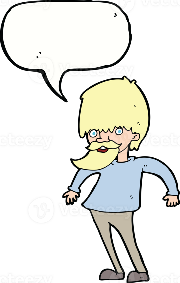cartoon bearded man shrugging shoulders with speech bubble png