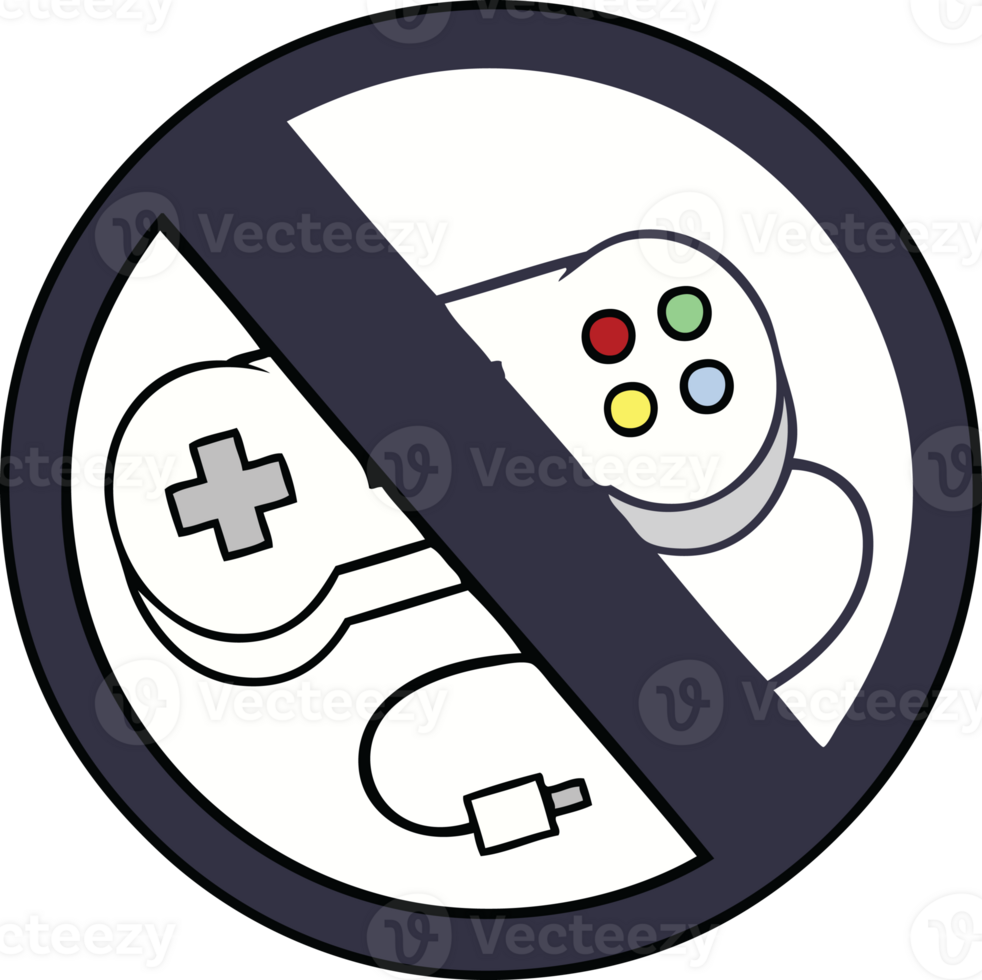 cute cartoon of a no gaming sign png