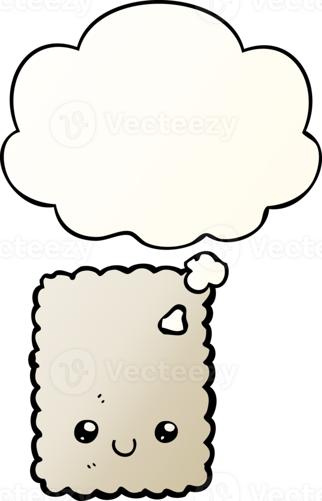 cartoon biscuit with thought bubble in smooth gradient style png