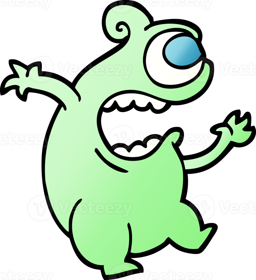 gradient illustration cartoon green alien png