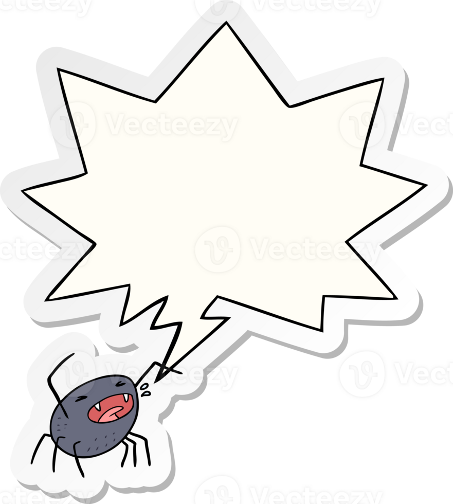 Karikatur Halloween Spinne mit Rede Blase Aufkleber png