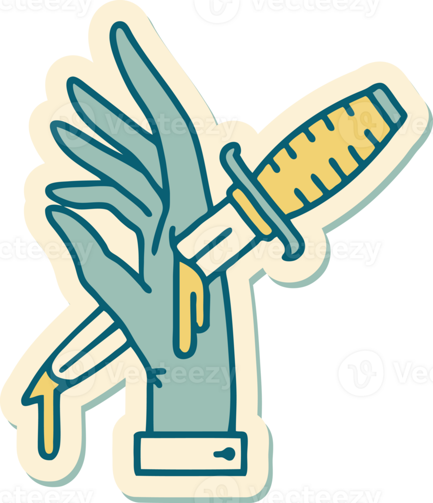 sticker of tattoo in traditional style of a dagger in the hand png