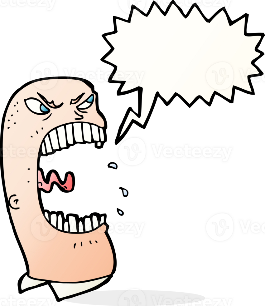 cartoon furious man shouting with speech bubble png